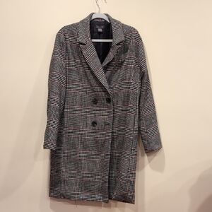 Sans Souci Classic Black and White Plaid Pea Coat